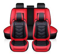 SRQORT Protege Siege Voiture Housses De Siège De Voiture en Cuir PU Universel 5D Housses De Siège Automobiles Tapis De Protection Coussin De Siège De Voiture Respirant(Rouge)
