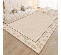 SRTJURFG Tapis d’Entrée Antidérapant 60x90 cm Doux Lavable pour Salon Chambre Cuisine Salle à Manger Couloir Lignes géométriques Modernes Beige Marron