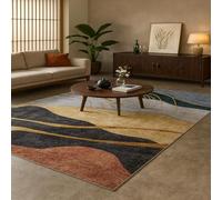 SRTJURFG Tapis de Salon 70x140 cm Antidérapant Rectangulaire Doux pour Cuisine Salle à Manger Chambre Modern Abstract Green Gray Gold Beige Black Light Red