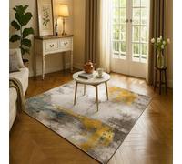 SRTJURFG Tapis de Salon 70x140 cm Antidérapant Rectangulaire Doux pour Cuisine Salle à Manger Chambre Abstrait Or Gris Bleu Blanc