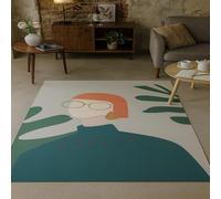 SRTJURFG Tapis de Salon 70x140 cm Antidérapant Rectangulaire Doux pour Cuisine Salle à Manger Chambre Modern Geometric Red Green Blue Gold Beige