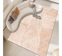 SRTJURFG Tapis de Salon 70x140 cm Antidérapant Rectangulaire Doux pour Cuisine Salle à Manger Chambre Lignes géométriques Modernes Orange Rose