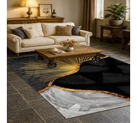 SRTJURFG Tapis Grand 130x200 cm Lavable Antidérapant Tapis pour Chambre et Salon Modern Abstract Gold Black White