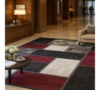 SRTJURFG Tapis Grand Salon 160x230 cm Antidérapant Moelleux Lavable Décoratif pour Chambre Geometric Modern Black White Gray Red