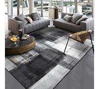 SRTJURFG Tapis Grand Salon 180x200 cm Antidérapant Doux Moderne pour Décoration Maison Chambre Encre Abstraite Moderne Noir Gris