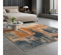 SRTJURFG Tapis Grand Salon 180x200 cm Antidérapant Doux pour Décoration Maison Chambre Abstract Retro Orange Black Beige Gray