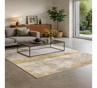SRTJURFG Tapis Grand Salon 180x200 cm Antidérapant Doux pour Décoration Maison Chambre Abstract Yellow Gray White Brown