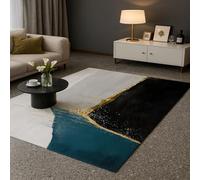 SRTJURFG Tapis Grand Salon 180x200 cm Antidérapant Doux pour Décoration Maison Chambre Abstrait Moderne Noir Blanc Gris Or Bleu