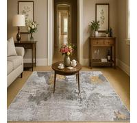 SRTJURFG Tapis Grand Salon 200x250 cm Antidérapant Doux Décoratif pour Salle à Manger Cuisine Chambre Abstract Gray White Yellow