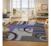 SRTJURFG Tapis Grand Salon 200x250 cm Antidérapant Doux Décoratif pour Salle à Manger Cuisine Chambre Modern Geometric Purple Gray Black