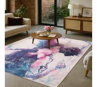 SRTJURFG Tapis Grande Salon 160x280 cm Lavable Antidérapant Moelleux Décoratif pour Chambre Abstract Blue Purple Pink White