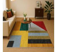 SRTJURFG Tapis Grande Salon 160x280 cm Lavable Antidérapant Moelleux Décoratif pour Chambre Geometric Modern Yellow Green Gray Red Blue Black