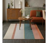 SRTJURFG Tapis Salon 140x200 cm Rectangulaire Lavable Antidérapant Moelleux pour Bureau Chambre Modern Geometric Beige Light Red Gray Green Orange White