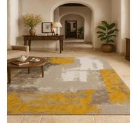 SRTJURFG Tapis Salon 160x200 cm Grand Doux Antidérapant pour Chambre Moquette Cuisine Abstract Modern Yellow Gray White