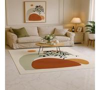SRTJURFG Tapis Salon 200x290 cm Grande Surface Antidérapant Moelleux pour Chambre Cuisine Salle à Manger Modern Abstract Brown Orange Beige Black