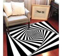 SRTJURFG Tapis Salon Carré Design Moderne Géométrie asymétrique Noire pour entrées Cuisines Tapis Tradtionnel Antidérapante, 80 x 80 cm