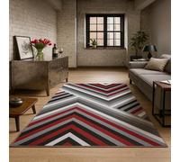 SRTJURFG Tapis Salon Entrée 120x160 cm Antidérapant Lavable pour Couloir Cuisine Intérieur Geometric Modern Red Gray Black White