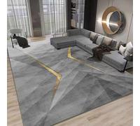 SRTJURFG Tapis Salon Lavable 130x180 cm Antidérapant Machine pour Chambre Couloir Salle à Manger Motif géométrique Abstrait Moderne Gris Jaune