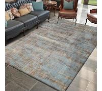 SRTJURFG Zone Tapis Carré Tapis Tapis de Salon Design Abstrait Marron Bleu Salon Anti Slip Tapis de Sol Grand, 180 x 180 cm
