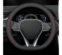 SRTMIRJJ Couvre Volant Voiture en Cuir pour SsangYong Tivoli 2015-2023/SsangYong Torres 2022-2024, Cache Protege Volant Voiture Souple Respirant Anti Dérapant, Universelle 38cm,Red-D Shaped