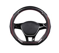 SRTMIRJJ Couvre Volant Voiture pour Clio 3 RS 2005-2013, Housse Volant Microfibre Cuir, Couvre Volant Antidérapant Respirant Souple, Diamètre 38cm,Red-Type D