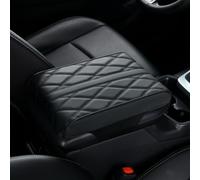 SRTMIRJJ Leather Car Armrest Box Pad pour Skoda Kamiq 2019-2024 2025, Tapis D'Accoudoir Mousse MéMoire Forme, Housse D'accoudoir Imperméable Console Centrale,Black-Small