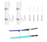 SRTSTR 1 Paire Support Katana Mural Porte Katana 2 Niveaux Support Sabre Crochets Support d'épée en Acrylique pour Tanto Rapier Laser Saber Samurai Sword Wakizashi épée Présentoir (Transparent)