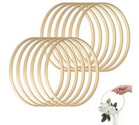 SRTSTR 12 Pièces Cercle Attrape Reve 15 cm Cercle Bois Anneaux Attrape Rêves Cerceau Floral en Bambou pour Macramé DIY Bricolage Décoration de Couronne de Noël, de Mariage