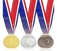 SRTSTR 12 Pièces Medailles Médaille Or Argent Bronze Medaille Sport Enfant Metal Medaille Enfant d'or Argent Bronze Médailles avec Rubans pour Compétitions de Jeux, Sport