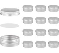 SRTSTR 12 Pièces Pots en Aluminium Petit Pot Creme Vide 50ml Boite Metallique Ronde Boite Aluminium Cosmetique de Voyage avec Couvercle pour Maquillage, Crème, Baume à Lèvres (Argent)