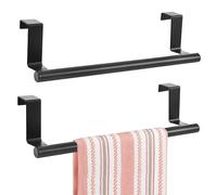 SRTSTR 2 Pièces Barre Porte Torchon Cuisine à Suspendre Barre Porte Serviette Cuisine sans Percage 36cm Barre Torchon en Acier Inoxydable Barre Serviette Support à Torchon pour Salle de Bain Noir
