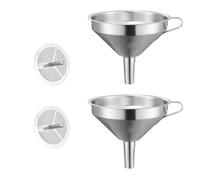 SRTSTR 2 Pièces Entonnoir Inox Alimentaire Cuisine 11cm avec Filtre, Tamis et Anse pour le Transfert de Liquide