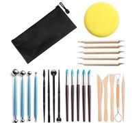 SRTSTR Lot de 25 Outil Poterie Kit Outils Sculpture Outils de Modelage de l'argile Clay Tools Outil Modelage Silicone Outil Modelage en Bois Avec Sac de Rangement pour Débutants ou Professionnels