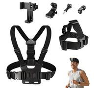 SRTSTR Lot de 6 Harnais Poitrine Fixation Sangles de Caméra d'action Harnais Tete Bandeau Harnais Telephone 3 en 1 Support de Caméra Sport Compatible avec GoPro Hero DJI Osmo Caméras et Telephone
