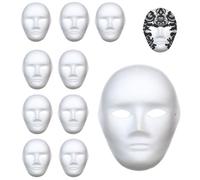 SRTSTR Lot de masques blancs en pâte à modeler Thème horreur Unisexe Pour adultes et enfants Masque DIY