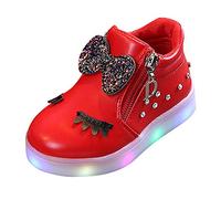 SRTUMEY Baskets lumineuses à LED antidérapantes pour bébé fille - Chaussures de course pour enfants et filles - Baskets de première marche - Baskets de Noël, Rouge, 23 EU