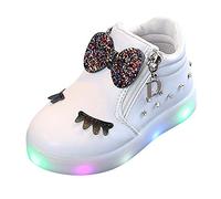 SRTUMEY Baskets lumineuses à LED antidérapantes pour bébé fille - Chaussures de course pour enfants et filles - Baskets de première marche - Baskets de Noël, blanc, 23 EU