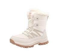 SRTUMEY Bottes de neige d'hiver chaudes doublées de fourrure pour femme, imperméables à lacets, bottes de marche, trekking, randonnée, athlétisme pour temps froid, beige, 40 EU