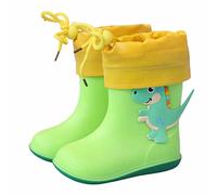 SRTUMEY Bottes de pluie en caoutchouc pour enfants - Bottes de pluie dinosaures pour enfants et tout-petits - Bottes de pluie pour garçons et filles, Vert, 24 EU