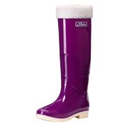 SRTUMEY Bottes de pluie hautes pour femme avec doublure en polaire - Imperméables - Chaudes - À enfiler - Idéales pour les festivals, le jardin, la pêche, le lavage de voiture, la cuisine, a violet,
