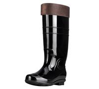 SRTUMEY Bottes en caoutchouc hautes pour femme avec doublure en polaire - Isolation thermique - Chaudes et imperméables - Pour l'extérieur, le jardin, la randonnée, le travail, a noir, 38 EU