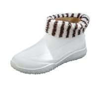 SRTUMEY Bottines en caoutchouc pour femme, doublées de polaire, imperméables pour l'hiver, le travail, la pêche, antidérapantes, chaudes en caoutchouc, blanc, 39 EU