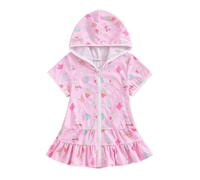 SRTUMEY Cache-maillot de bain zippé pour petite fille de 1 à 11 ans, rose-2, 7-8 ans