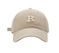 SRTUMEY Casquette de baseball, casquette de baseball d'été décontractée avec lettre R, beige, taille unique