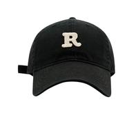 SRTUMEY Casquette de baseball, casquette de baseball d'été décontractée avec lettre R, Noir , taille unique