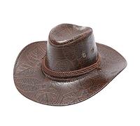 SRTUMEY Chapeau de cowboy en cuir pour homme et femme adulte imprimé soleil mode western cowboy chapeau en cuir coupe-vent chapeaux américains pour hommes, marron, Taille unique