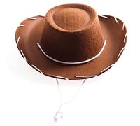 SRTUMEY Chapeaux occidentaux pour hommes, chapeau de cowboy western pour femmes et hommes, chapeau de cowgirl Fedora en feutre enroulé, marron, Taille unique