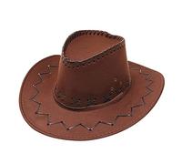 SRTUMEY Clearance Chapeau de cowboy effet daim Chapeau de cowboy à large bord Western Cowboy Chapeaux Western Gunslinger Chapeau de cowboy en feutre avec cordon pour hommes femmes, B_Café, Taille