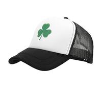SRTUMEY Clover Queue de cheval Casquette de baseball pour la Saint-Patrick - Hommes Femmes Réglable Maille Creux Trèfle Chapeau de Baseball St-Patrick Accessoire Irlandais Chapeaux, Noir , Taille