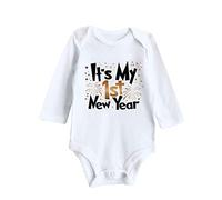 SRTUMEY Combinaison pour bébé « My First New Year » - Vêtements pour nouveau-né - Bébé garçon et fille - Tenues de Nouvel An - Imprimé lettre - Barboteuse - Ensemble de tenues pour nouveau-né fille -